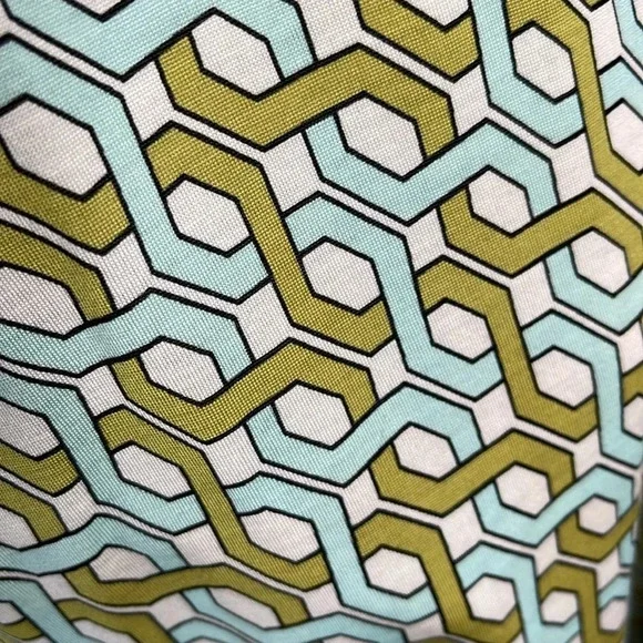 TOMMY BAHAMA Silk Surplice Chain Pattern Dress Ruched Sleeveless Summer 4-6 - Picture 4 of 11